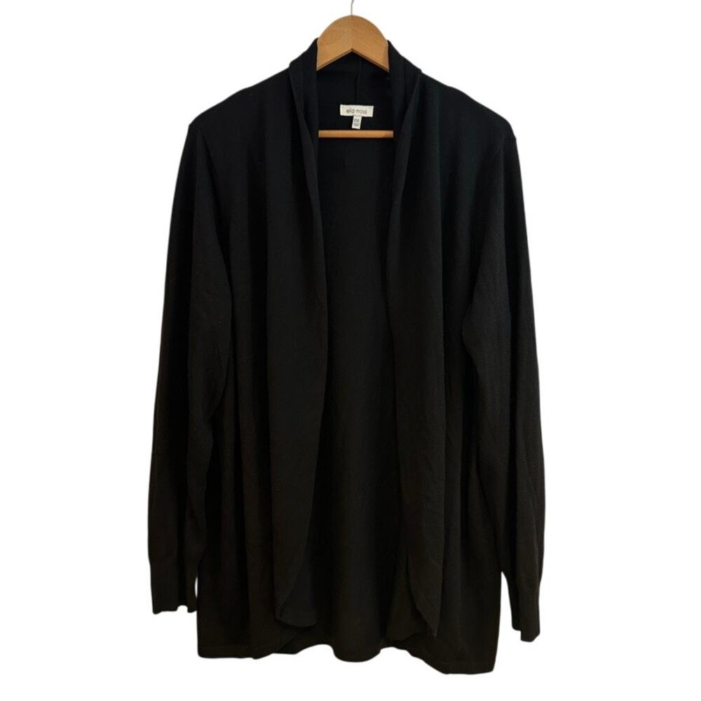 Ella Moss Karla Black Open‎ Lightweight Long Sleeve Knit Cardigan Sweater XXL